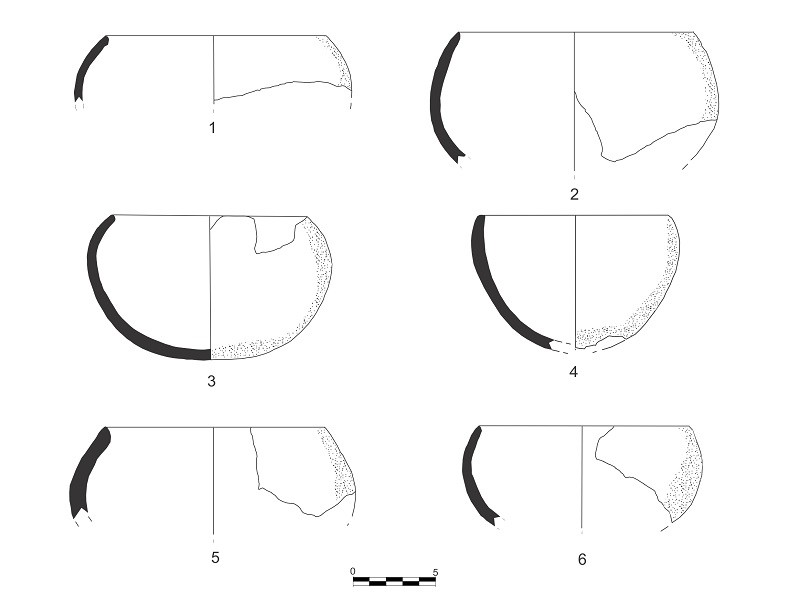 Handmade ceramic bowls recorded as grave goods in Brays Cave.